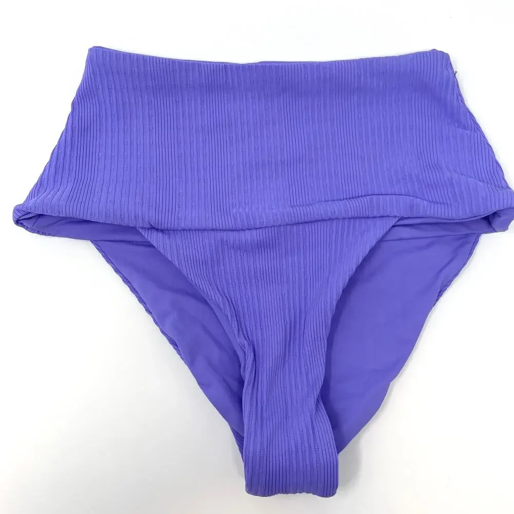 L*SPACE Pointelle Rib Desi Bikini Bottom In Purple Size XS New